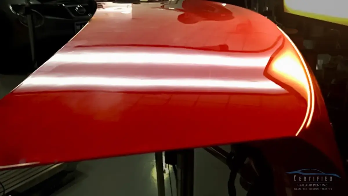 Same hood after the dents were taken out