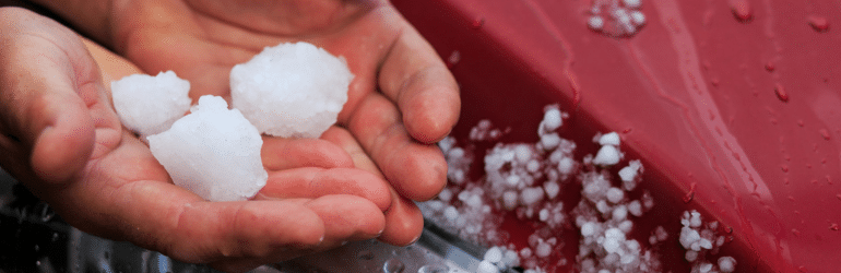 Hailstorm damage on a car